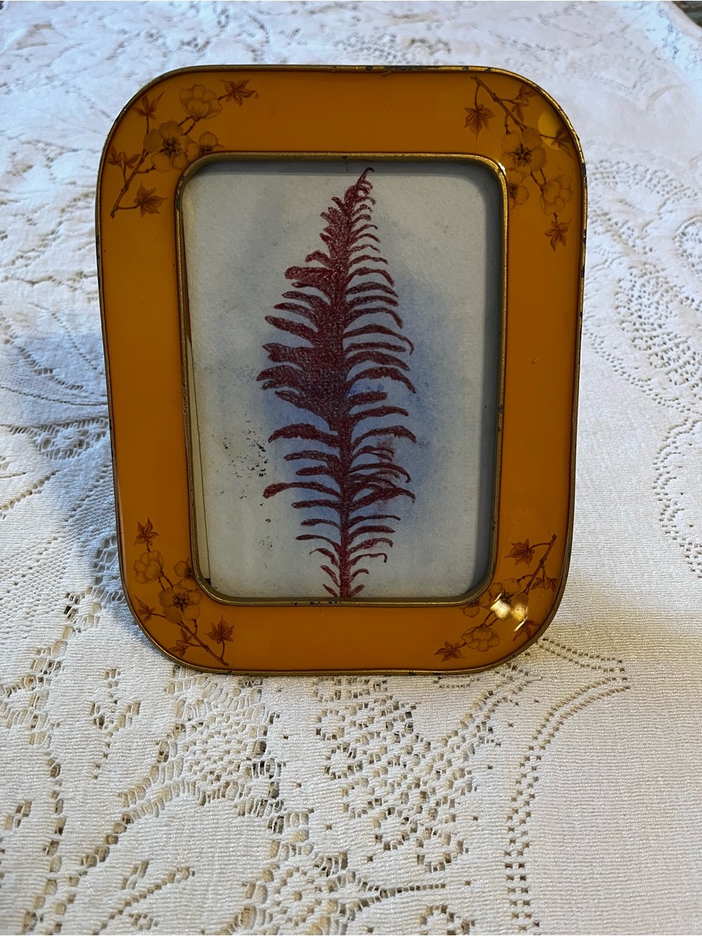 Vintage yellow floral picture frame